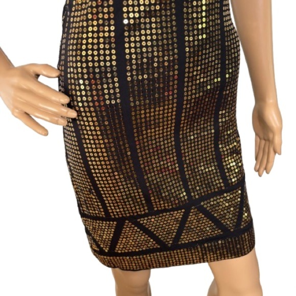 Angie Black/Gold Sequin BodyCon Party Dress Size S - Picture 4 of 7